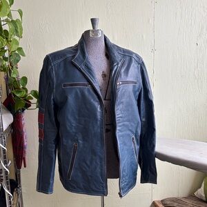 David Moore Genuine Leather Biker Jacket